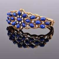 14K Gold, Lapis Lazuli & Diamond Estate Bracelet - Sold for $1,216 on 11-09-2023 (Lot 1127).jpg
